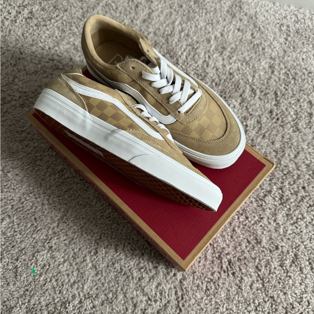 Vans Tan Checkerboard Women’s Shoes - Picture 3 of 6